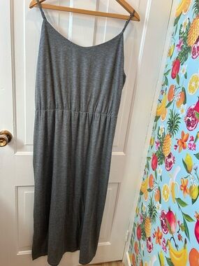 Old Navy Gray Maxi Slip Dress with Adjustable Spaghetti Straps
